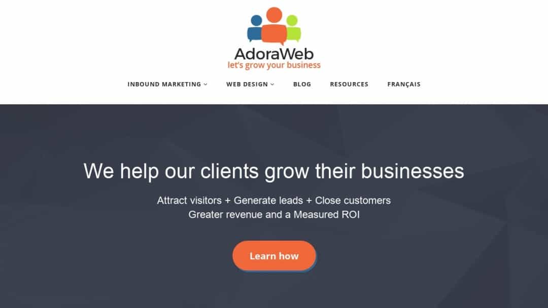 Screenshot of AdoraWeb's Website