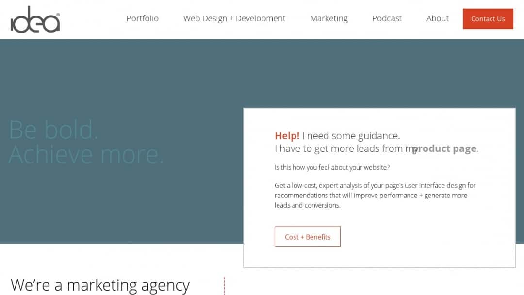 Screenshot of Idea Marketing Group's Website