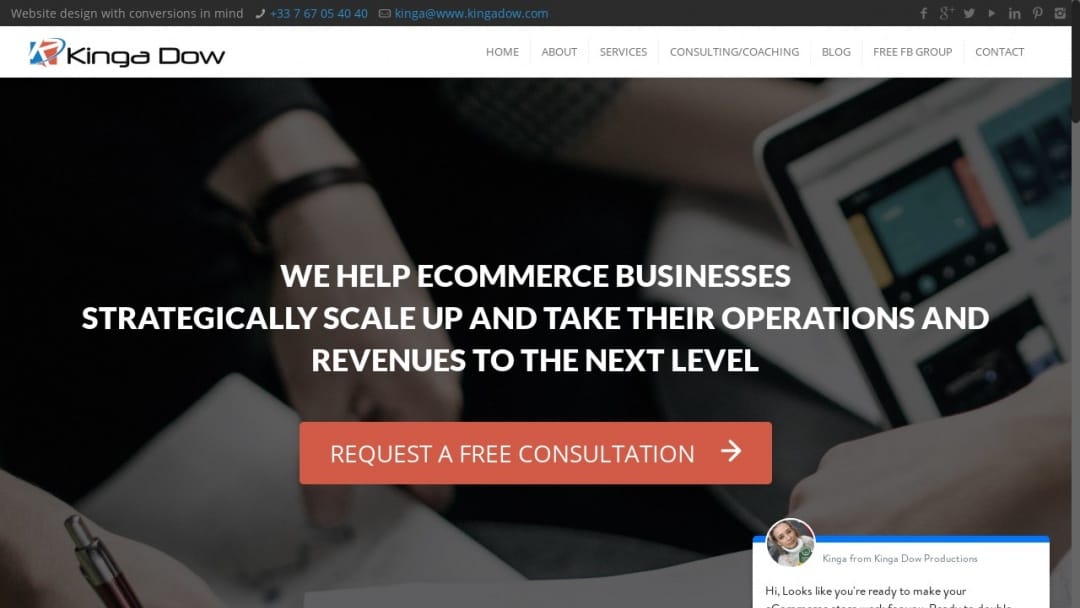 Screenshot of Kinga Dow Productions Inc.'s Website