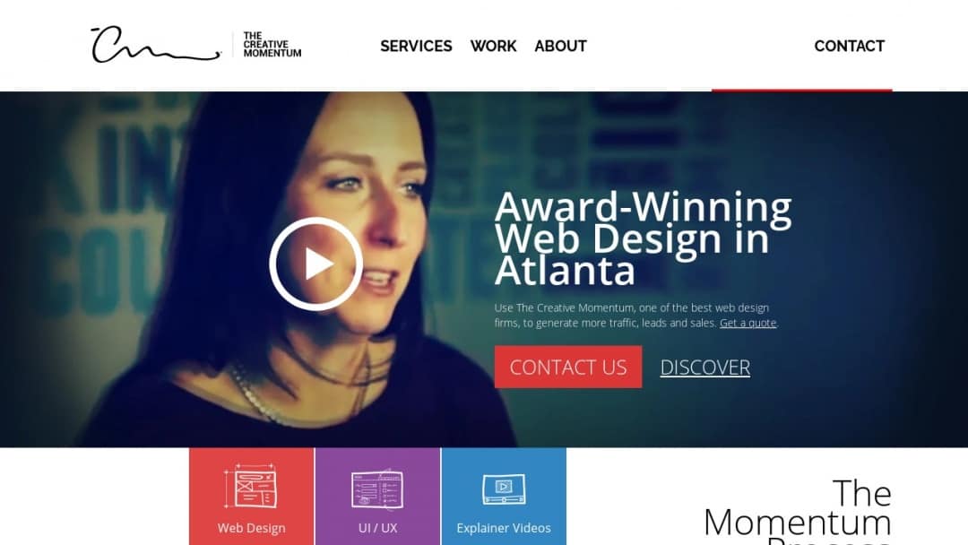 Screenshot of The Creative Momentum's Website
