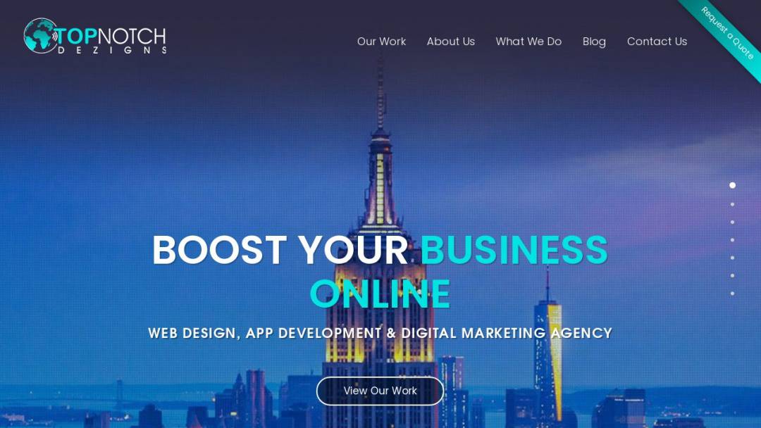 Screenshot of Top Notch Dezigns's Website