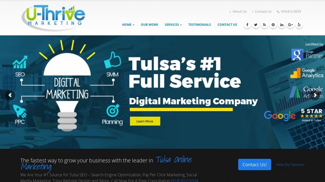 Screenshot of U-Thrive Marketing's Website
