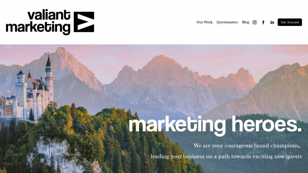 Screenshot of Valiant Marketing's Website