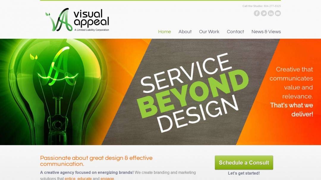 Screenshot of Visual Appeal LLC's Website