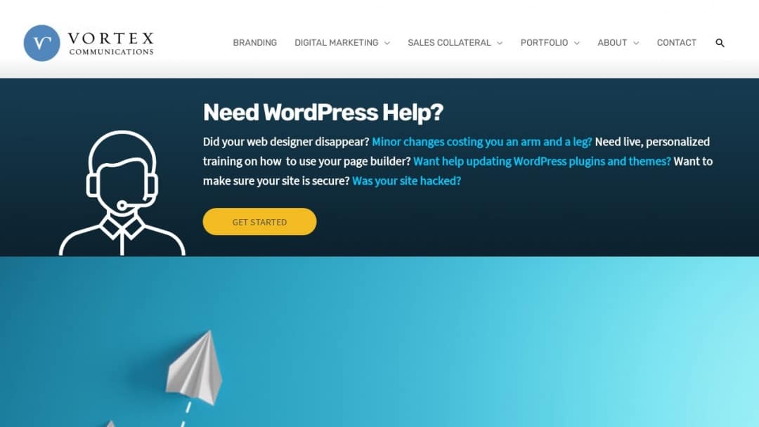 Screenshot of Vortex Communications's Website