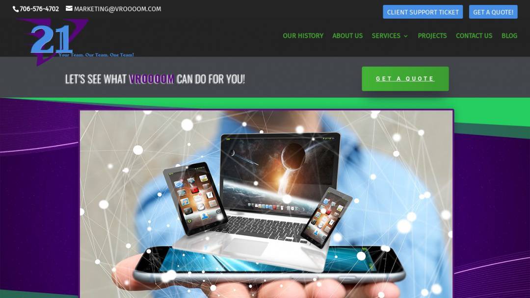 Screenshot of Vroooom Web's Website