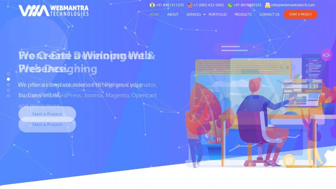 Screenshot of WebMantra Technologies's Website