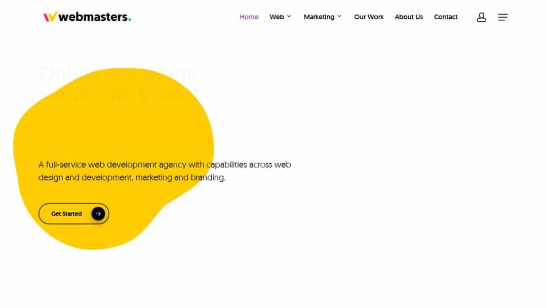 Screenshot of Webmasters Digital's Website