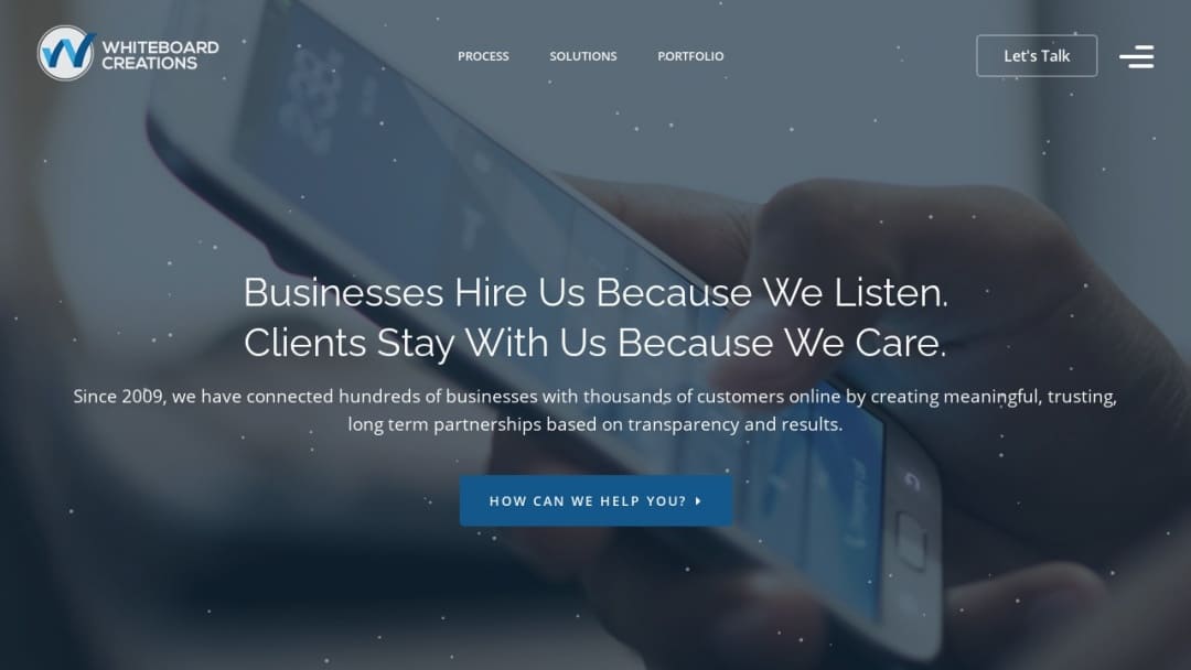 Screenshot of Whiteboard Creations's Website