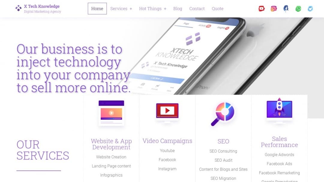 Screenshot of X Tech Knowledge's Website