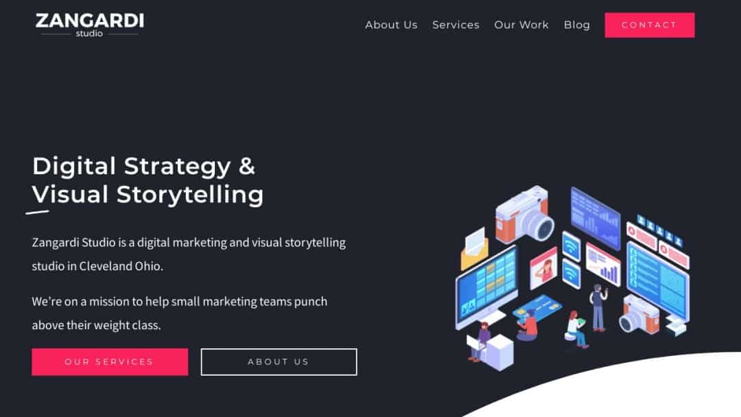 Screenshot of Zangardi Studio's Website