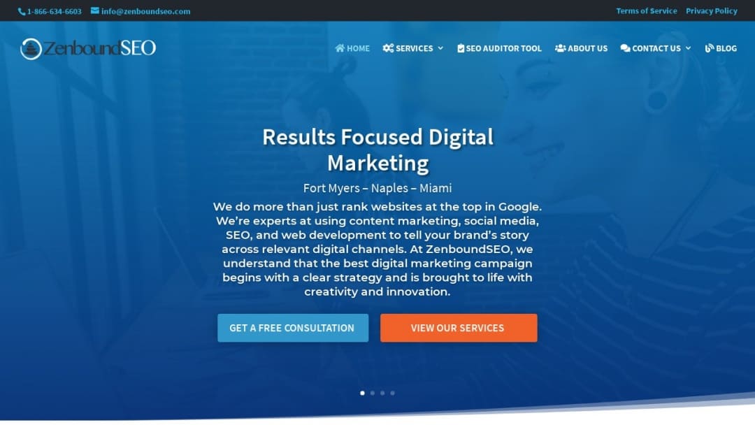 Screenshot of ZenboundSEO's Website