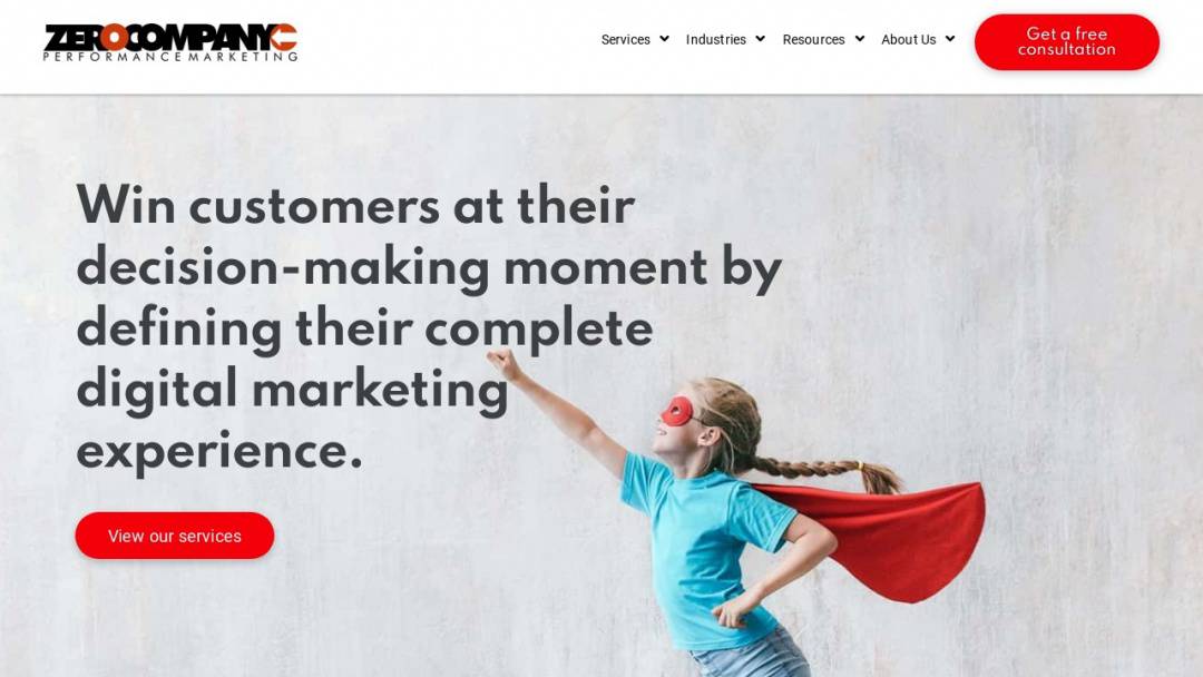 Screenshot of Zero Company's Website