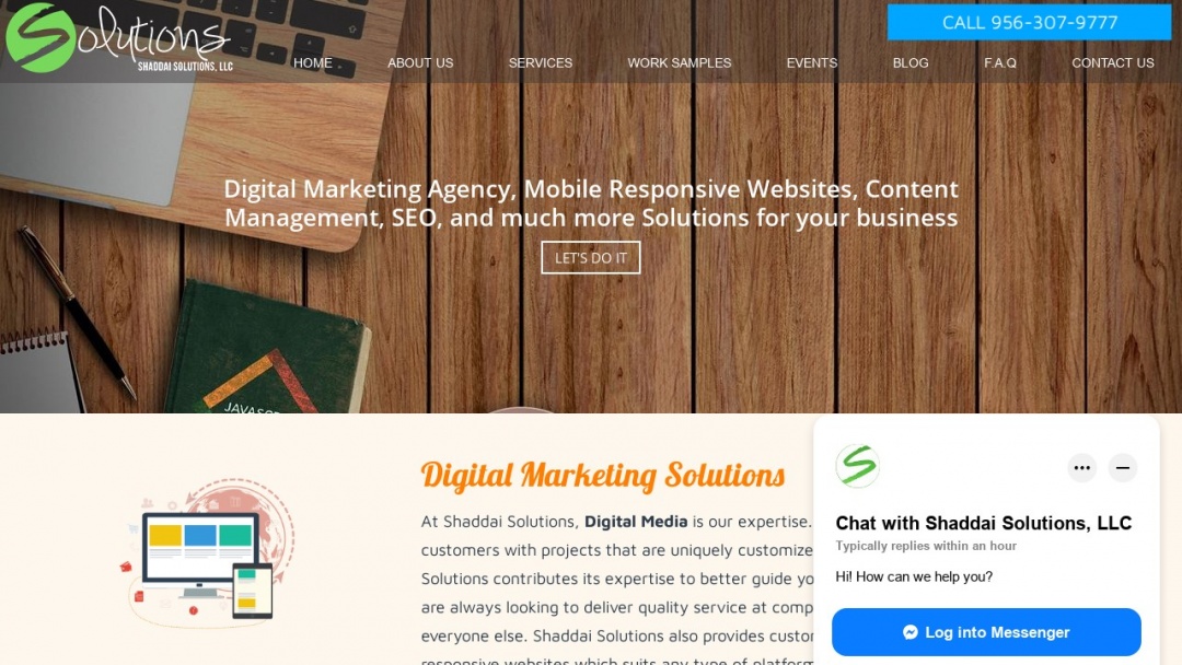 Screenshot of Shaddai Solutions, LLC's Website
