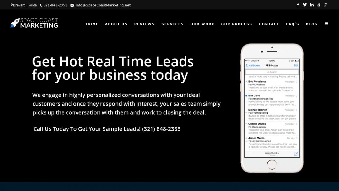 Screenshot of Space Coast Marketing's Website