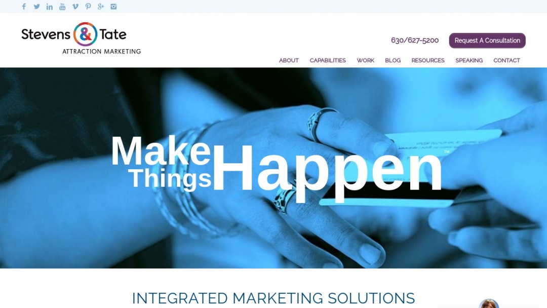 Screenshot of Stevens & Tate Marketing's Website