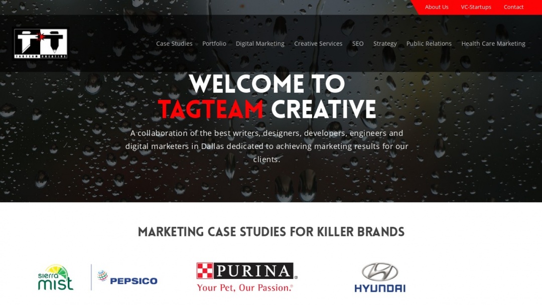 Screenshot of TagTeam Creative's Website