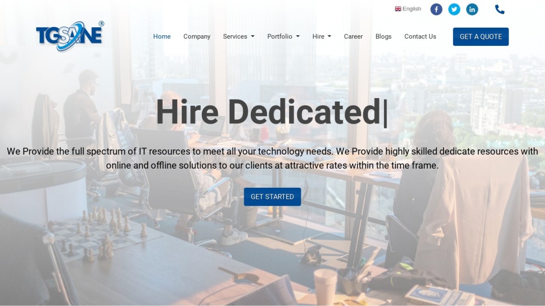 Screenshot of TGSane Technologies's Website