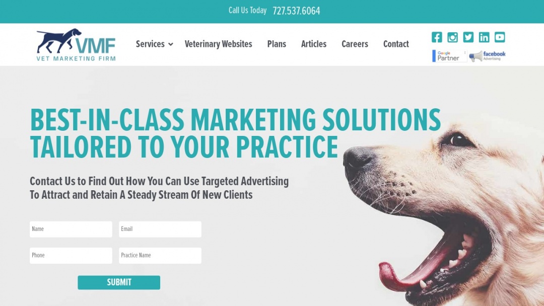 Screenshot of The Vet Marketing Firm's Website