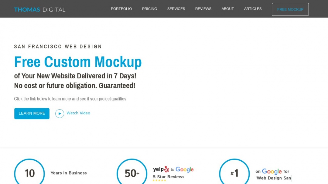 Screenshot of Thomas Digital Web Design's Website