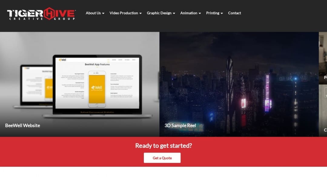 Screenshot of TigerHive Creative Group's Website