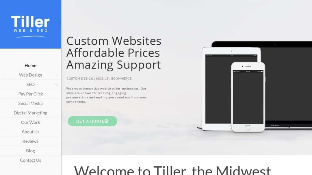 Screenshot of Tiller Productions's Website