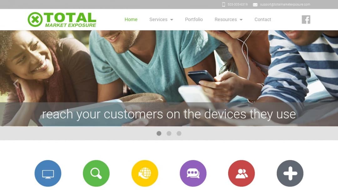 Screenshot of Total Market Exposure's Website