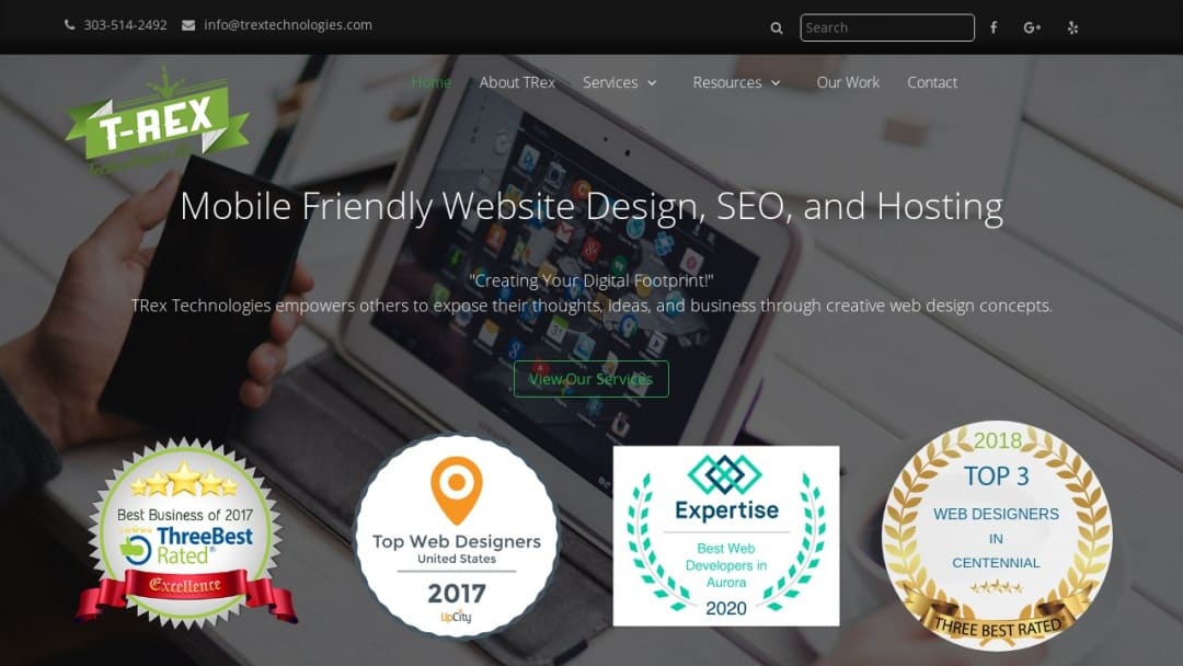 Screenshot of TRex Technologies LLC's Website