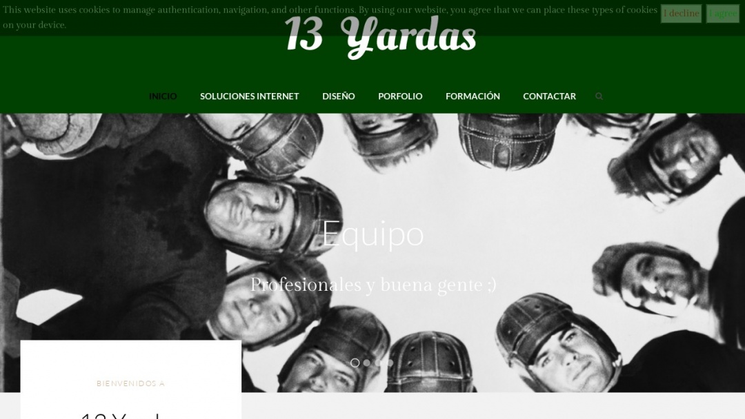 Screenshot of 13 Yardas's Website
