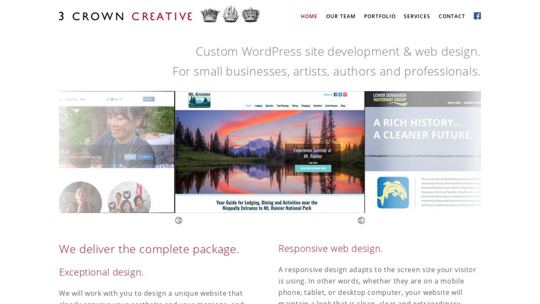 Screenshot of 3 Crown Creative's Website