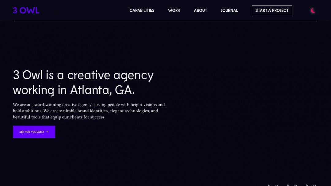 Screenshot of 3 Owl's Website