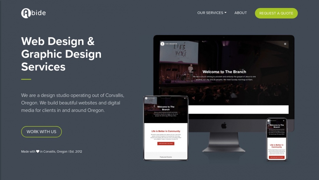 Screenshot of Abide Web Design's Website