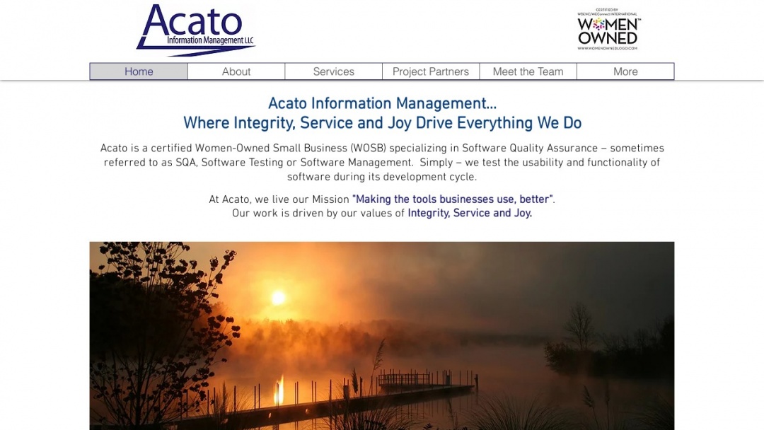 Screenshot of Acato Information Management LLC's Website