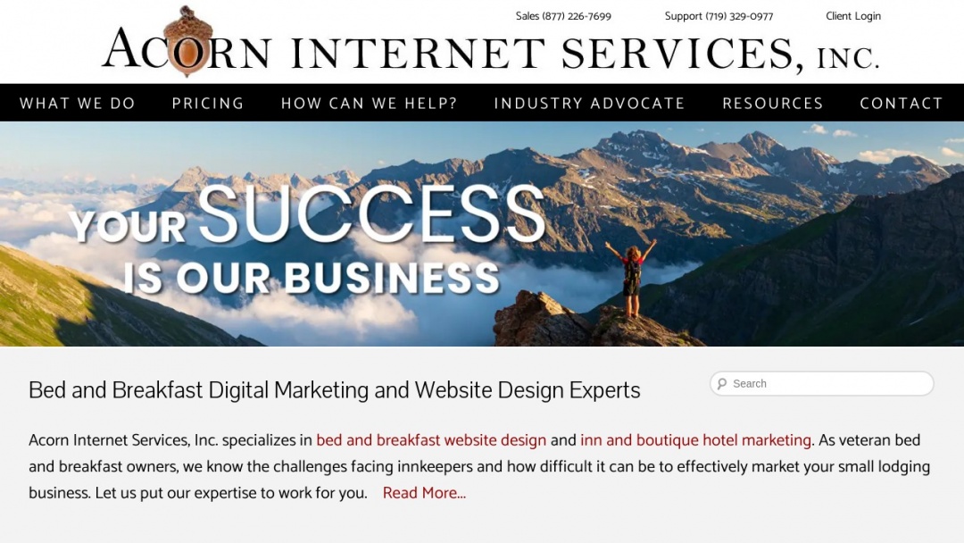 Screenshot of Acorn Marketing's Website