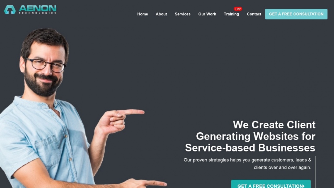 Screenshot of Aenon Technologies Pvt Ltd's Website