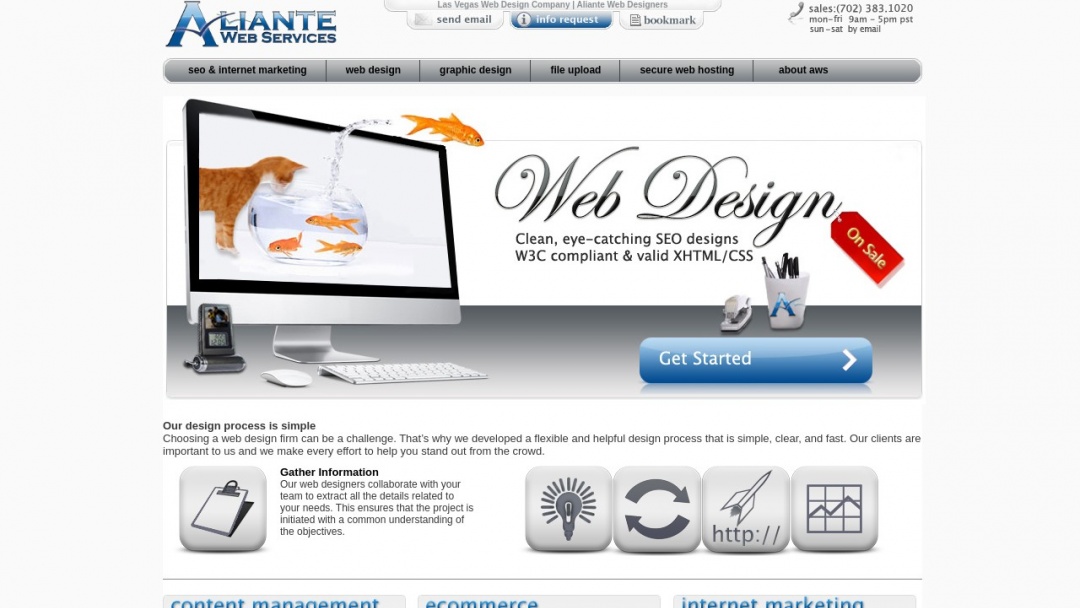Screenshot of Aliante Web Services's Website