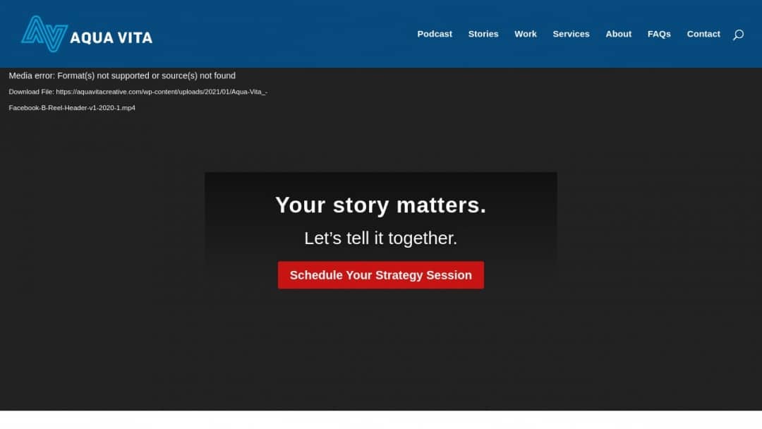 Screenshot of Aqua Vita Creative's Website