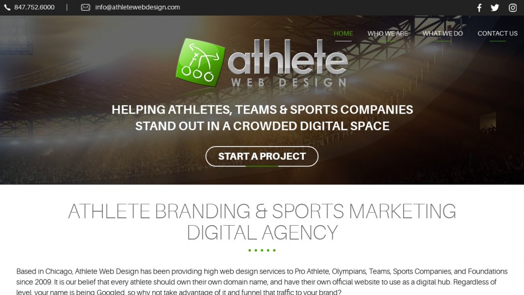 Screenshot of Athlete Web Design's Website