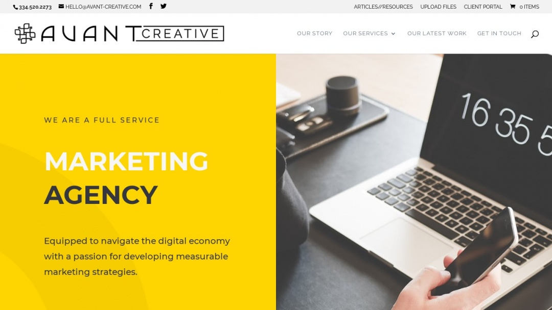 Screenshot of Avant Creative, LLC's Website
