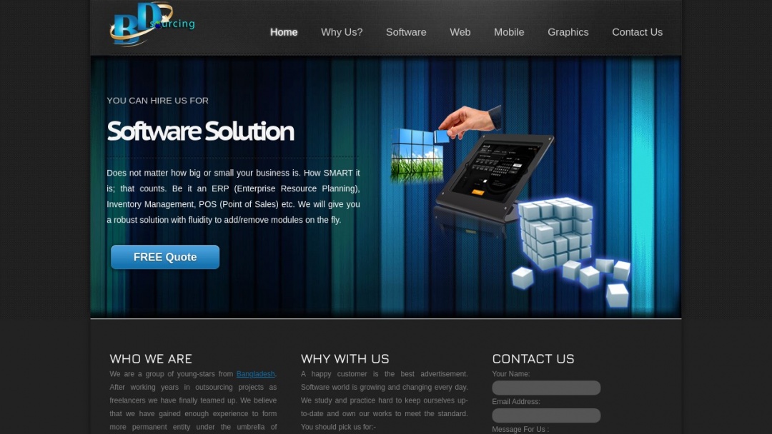 Screenshot of BD Sourcing's Website