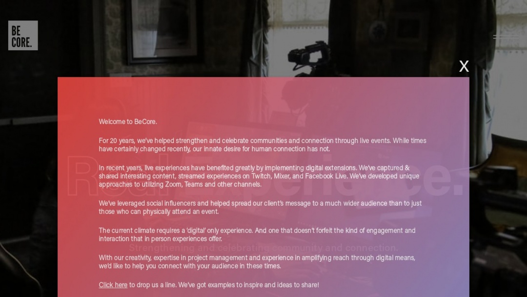 Screenshot of BeCore's Website