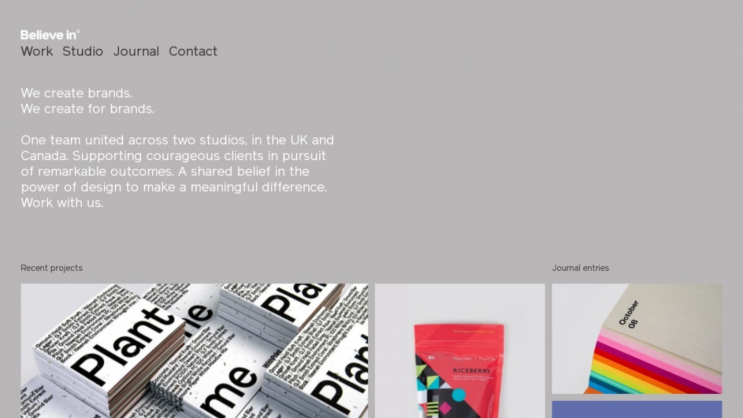 Screenshot of Believe in's Website
