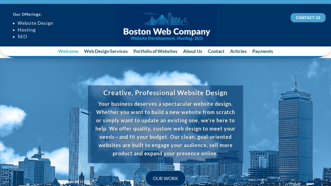 Screenshot of Boston Web Company's Website