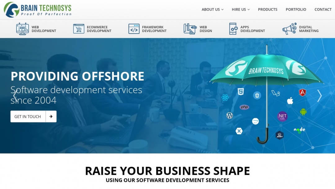 Screenshot of Brain Technosys's Website