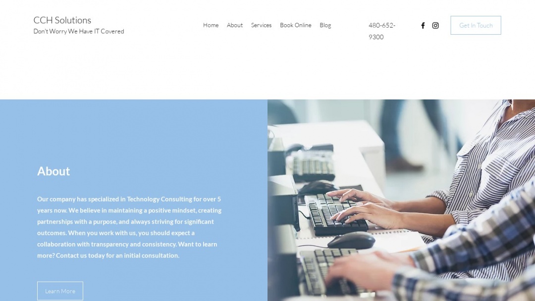 Screenshot of CCH Virtual Solutions, LLC's Website