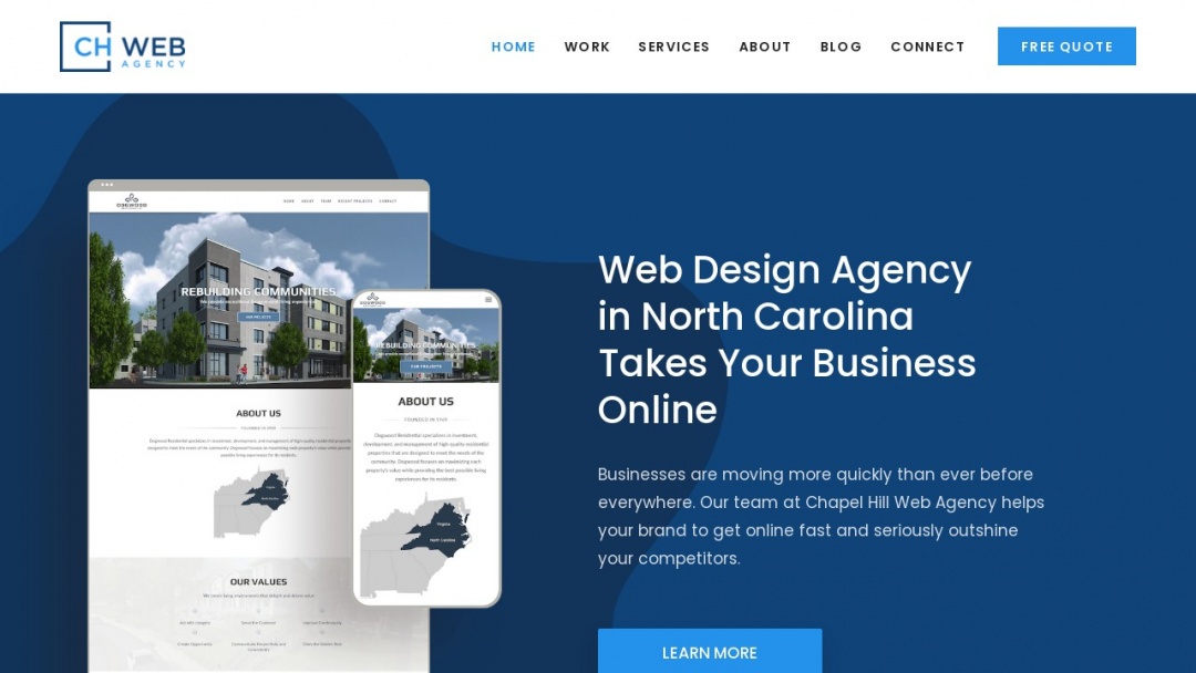 Screenshot of CH Web Agency's Website