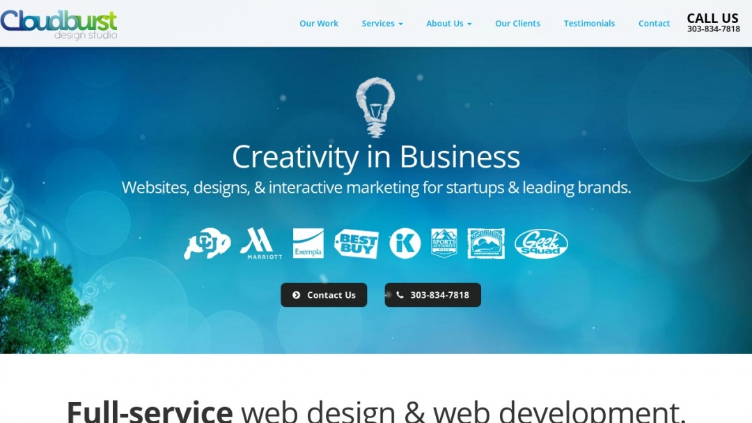 Screenshot of Cloudburst Design Studio's Website