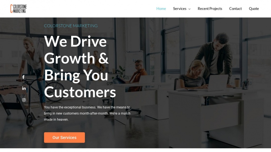 Screenshot of Colorstone Marketing's Website