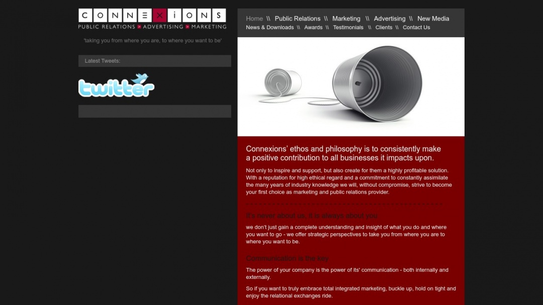 Screenshot of Connexions PR & Marketing Ltd's Website