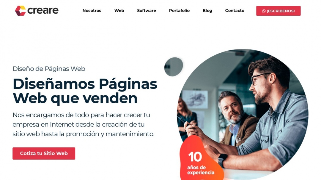 Screenshot of Creare Mexico's Website